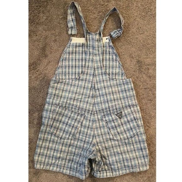 Vintage 90s Guess U.S.A. Plaid Overall Shortalls Romper Jumpsuit S - Picture 6 of 16